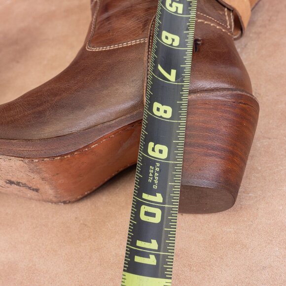 Frye Women Carmel dark brown Leather Strap Western Cowboy Ankle Boots sz 6.5 - Picture 6 of 8